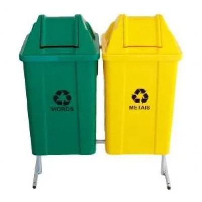 Conjunto para Coleta Seletiva Conjunto P- 100l com 2 Lixeiras Amarelo Higipack