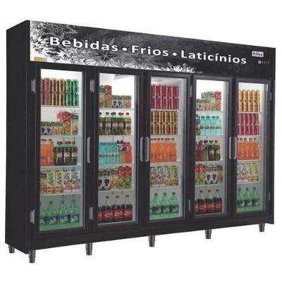 Expositor Vertical 5 Portas De Vidro RF024 Preto Frilux 110V