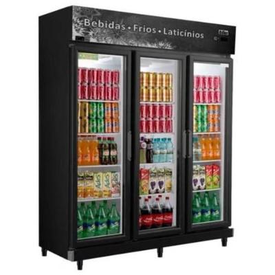 Expositor Vertical 3 Portas De Vidro RF022 Preto Frilux 110V
