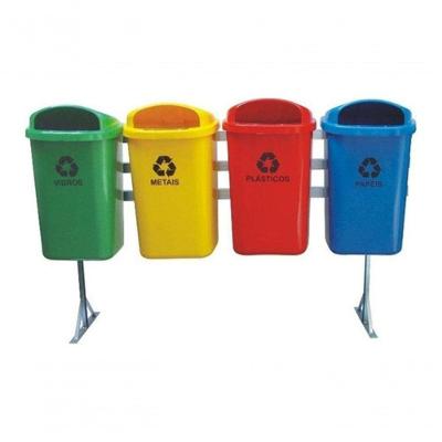 Conjunto de Lixeiras Coleta Seletiva de Lixo 50 Litros 4 Lixeiras Verde, Amarelo, Vermelho, Azul
