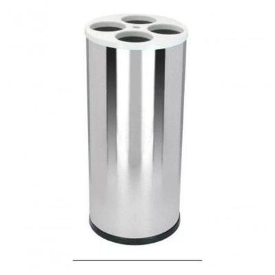 Dispensador de Copos Descartáveis Lixeira Dispensadora 4 Tubos 430 Unidades Água 180-200ML Inox