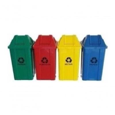 Conjunto Lixeira Coleta Seletiva 04 Cestos 100L sem Suporte com Adesivos Preto Branco Azul Amarelo