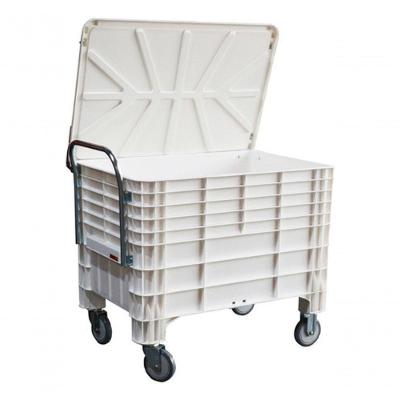 Carro Caixa Lixeira Contêiner 1030 372L com Rodas 6" e Tampa Branco Higipack