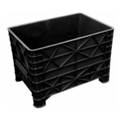 Caixa Plástica Empilhável X370 370L sem Rodas e sem Tampa Preto Marrom Branco Premium Colchões