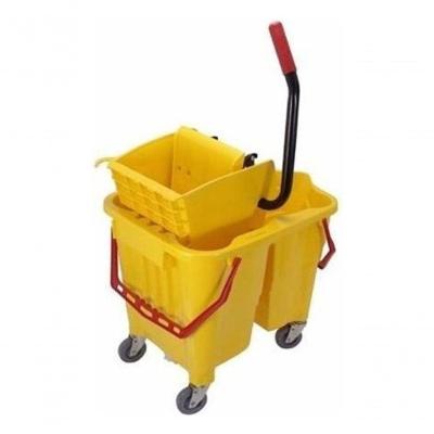 Balde Espremedor Carrinho de Limpeza Profissional Esfregão com Dreno Amarelo Higipack