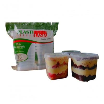 Pote para Bolo Pote Quadrado P- Bolo C- Lacre 220ml com Segurança Transparente Higipack