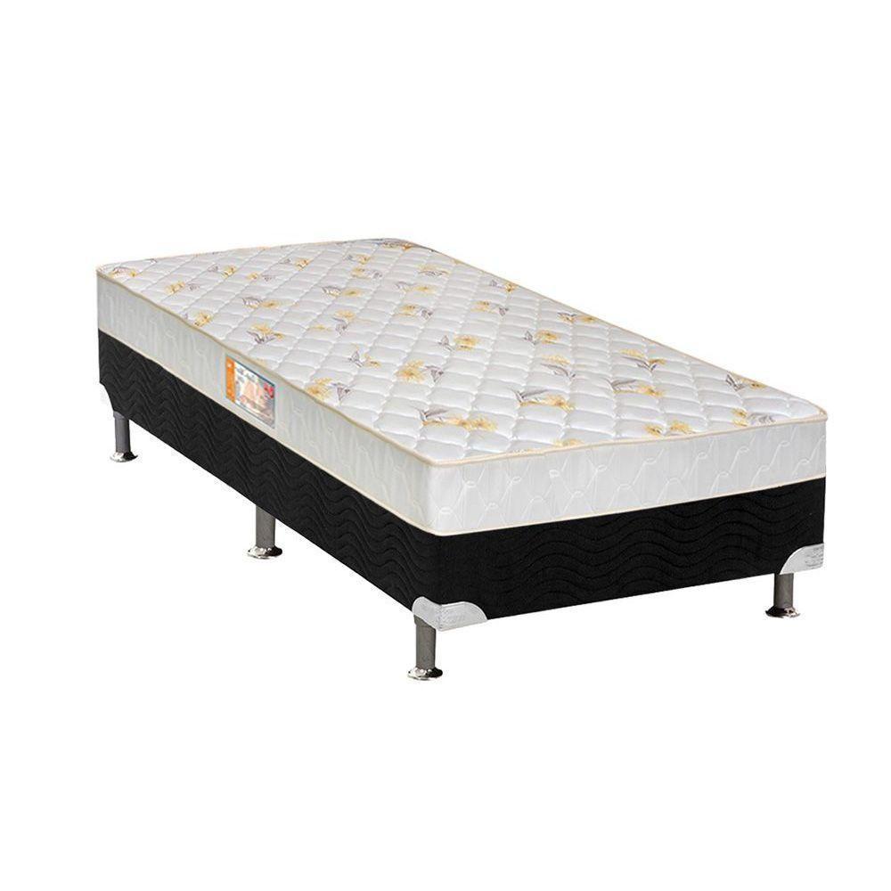 Cama Box Solteiro: Colchão Espuma Castor D28 Sleep Max + Base CRC Suede Black(88x188) - 1