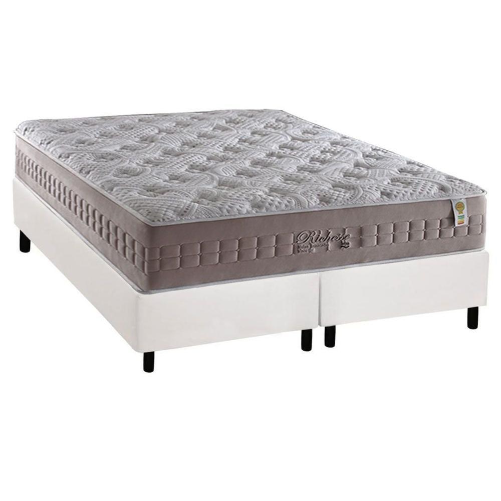 Cama Box King: Colchão Molas Ensacadas Anjos MasterPocket Richesse + Base CRC Courano Branco(193x203) - 1