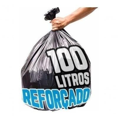 Saco de Lixo 100LTS Boca Larga Super Reforçado C-5 kg Resistente Preto Higipack