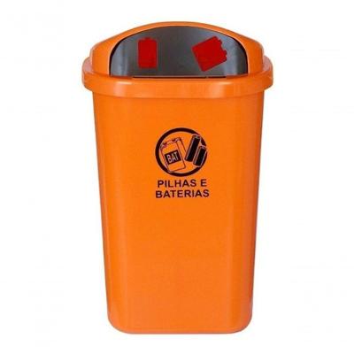 Lixeira Plástica 50L para Descarte de Pilhas e Baterias com Fechadura e Proteção UV Higipack
