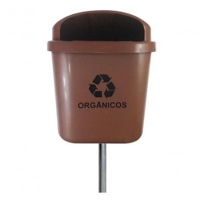 Lixeira para Coleta Seletiva Cesto Individual 40L com Poste e Apagador Cinza Higipack