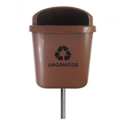 Lixeira para Coleta Seletiva Cesto Individual 40 Litros com Poste e Apagador de Cigarros Cinza