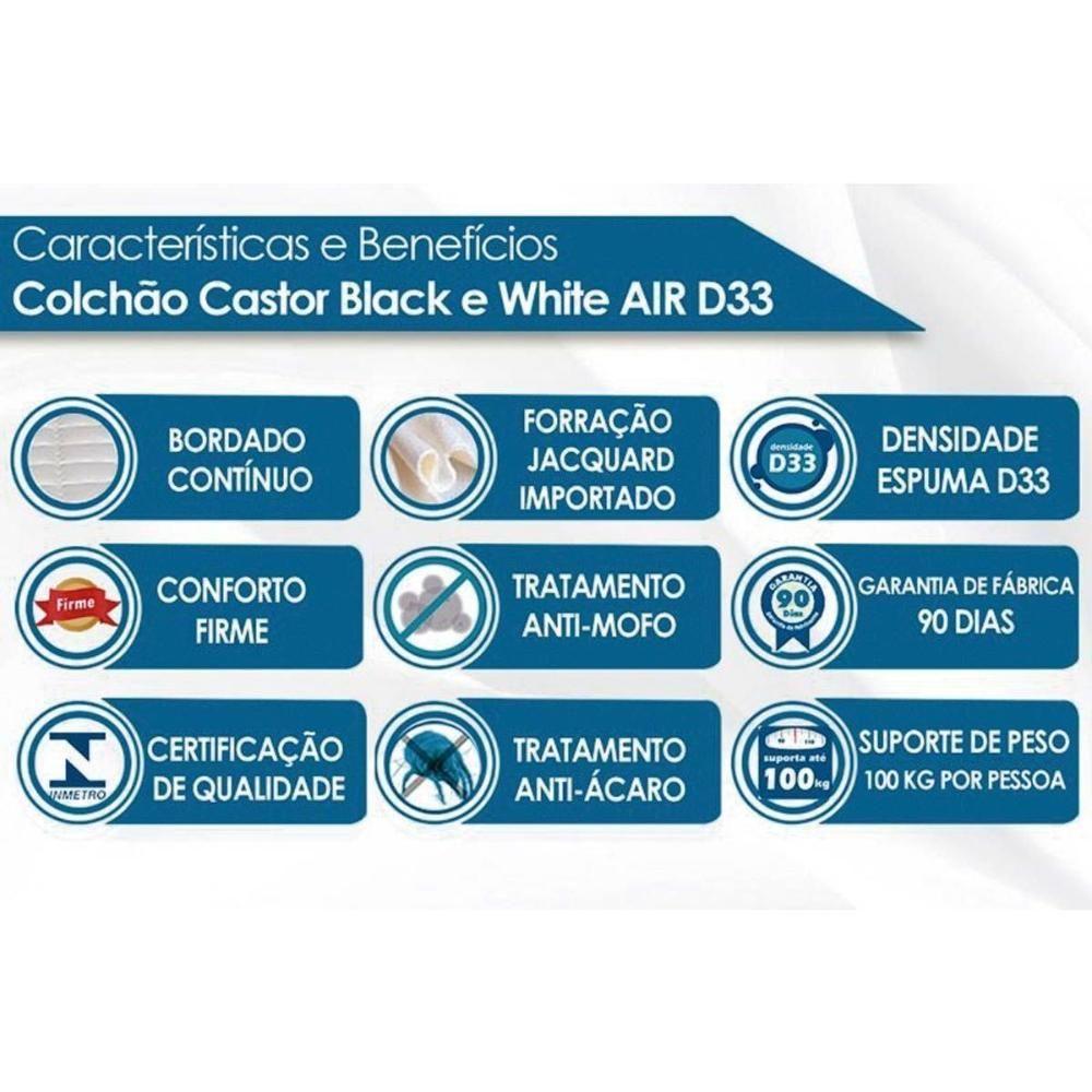 Cama Box King: Colchão Espuma D33 Castor Black E White + Base Crc Suede Gray(193X203) - 5
