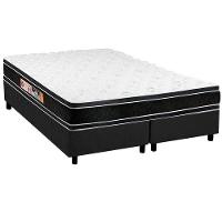 Cama Box King: Colchão Espuma D33 Castor Black E White + Base Crc Suede Gray(193X203) - 1