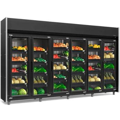 Refrigerador Vertical Auto Serviço Hortifruti 6 Portas All Black Geas6plb Gelopar 220V