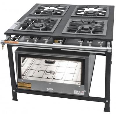 Fogão Industrial Tradicional 40x40 Baixa Pressão 4 Bocas Com Forno Itajobi