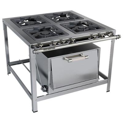 Fogão Industrial Stori Premium 4 Bocas 40x40 Com Forno M18 Aço Inox 430 Metalmaq