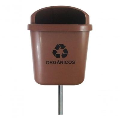 Lixeira para Coleta Seletiva Cesto Individual 40 Litros com Poste e Apagador de Cigarros Cinza