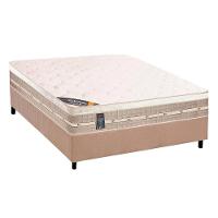 Cama Box Casal: Colchão Molas Castor Tecnopedic Premium + Base CRC Suede Bege(138x188) - 1