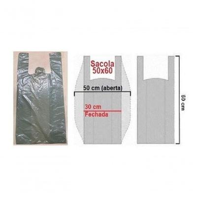Sacola Plástica Reciclada Reforçada 50X60 Pacote 5 kg Modelo Camiseta Verde Higipack