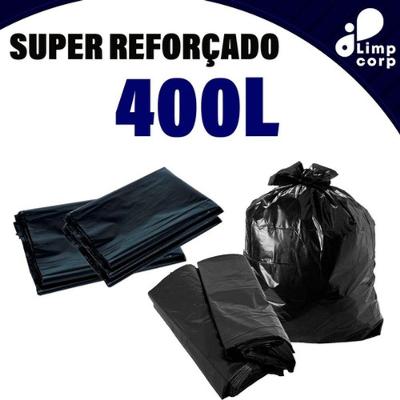 Saco para Lixo 400 Litros Super Reforçado 100 UNIDADES Preto, Branco, Azul, Cinza, Laranja, Verde