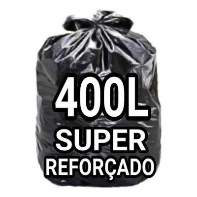 Saco para Lixo 400 Litros Super Reforçado Parede Dupla Preto Pacote 100 Unidades Higipack
