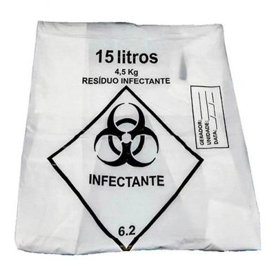 Saco de Lixo Hospitalar Infectante 15L c-100 Embalac para Resíduos Hospitalares Branco Higipack