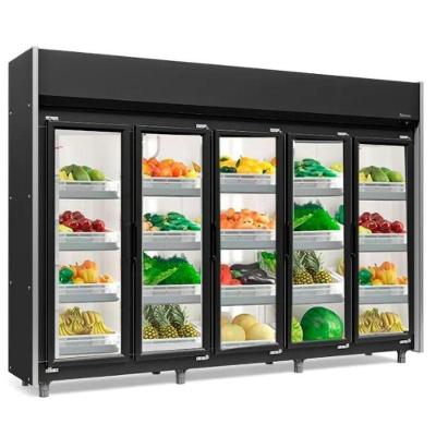 Refrigerador Vertical Auto Serviço Hortifruti 5 Portas Geas5p Preto 220V Gelopar