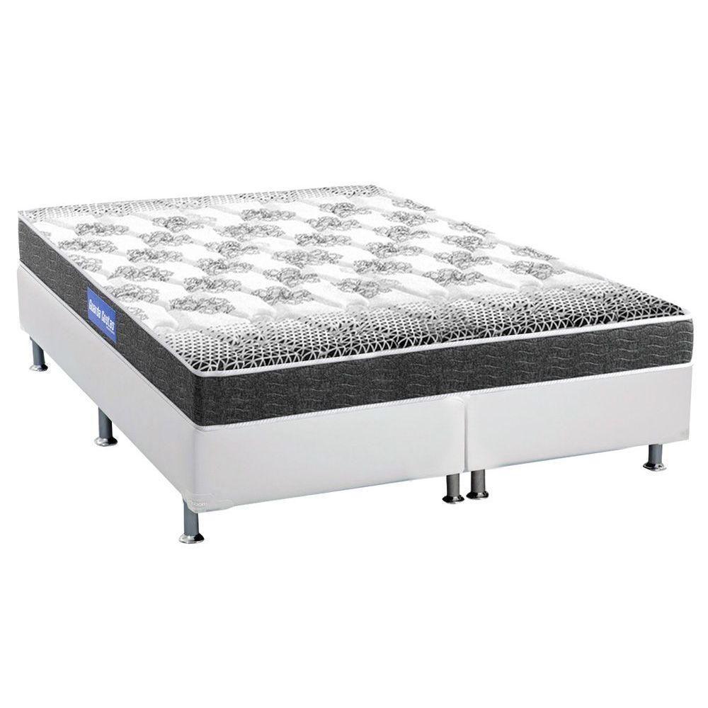Cama Box Queen: Colchão Espuma Probel Guarda Costas Resistente + Base CRC Courano White(158x198) - 1