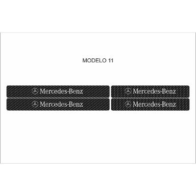 Kit 4 Adesivos de Soleira de Porta Fibra de Carbono para Carro Mercedes Proteção Anti Arranhões