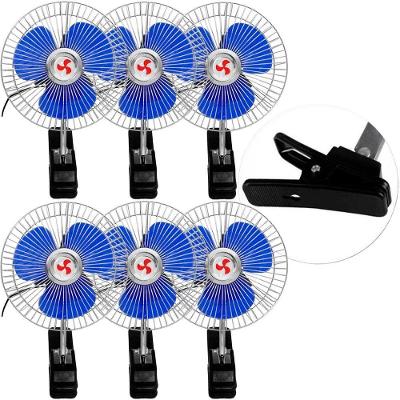 Kit 6 Mini Ventilador Veicular Azul para Painel Modelo 12V 6 Polegadas para Carro Caminhão Ônibus