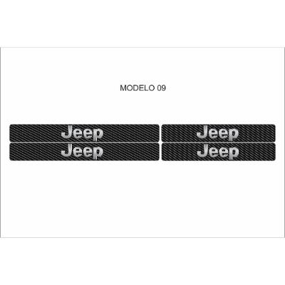 Kit 4 Adesivos para Soleira de Porta Carro Universal Textura Fibra de Carbono Proteção da Pintura