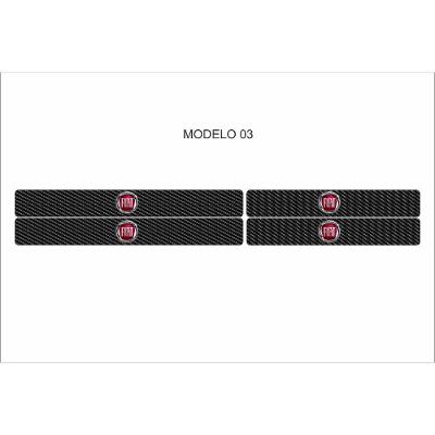 Kit 4 Adesivos de Soleira de Porta Dianteiro e Traseiro Fibra de Carbono Fiat Antigo Preto OEM