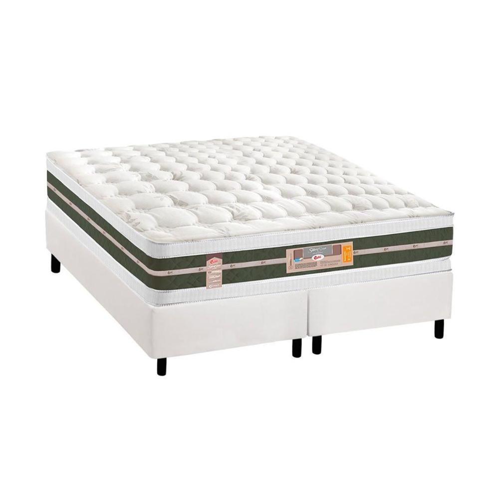 Cama Box Queen: Colchão Molas Castor Bonnel Silver Star Air + Base CRC Courano White(158x198) - 1