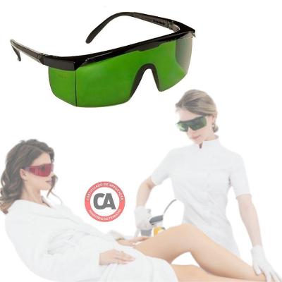 Óculos de Proteção F103 Contra Raio Laser com Lente em Policarbonato UV Antirrisco Verde Ferreira