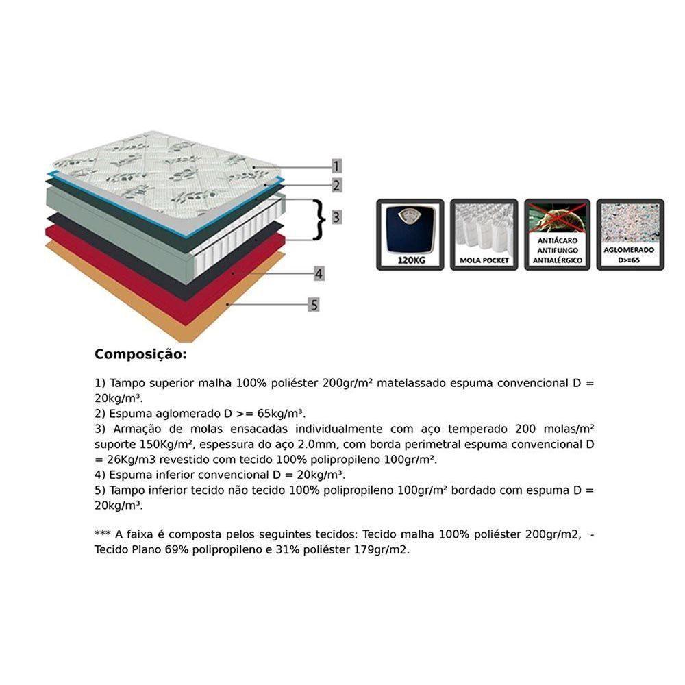 Cama Box Solteiro: Colchão Molas Ensacadas Orthoflex MasterPocket Orvieto Unic Face + Base CRC Suede Black(88x188) - 4