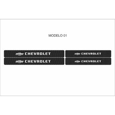 Soleira Automotiva Dianteira e Traseira Kit 4 Portas Modelo Fibra de Carbono Universal Preto OEM