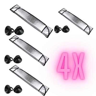 Protetor Solar Para-Brisa Automotivo Dobrável Universal 130x60cm com Ventosas Painel Prata OEM