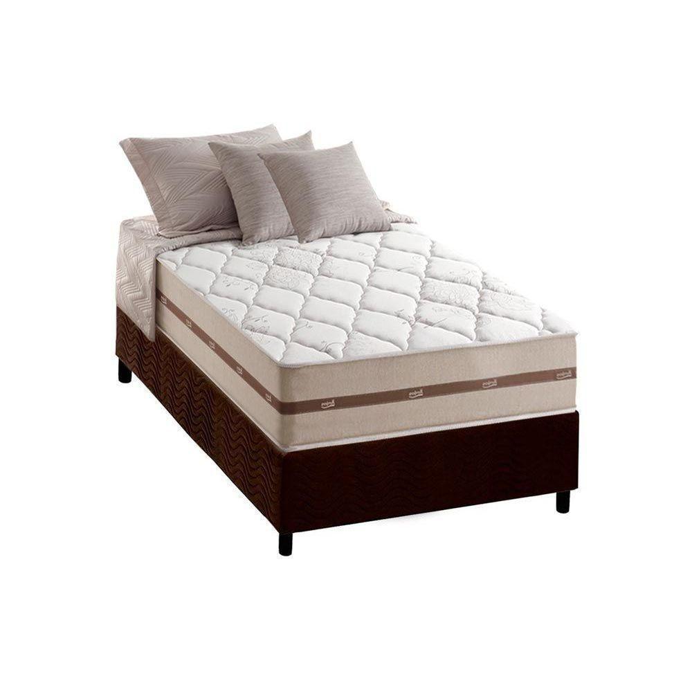 Cama Box Solteiro: Colchão Molas Ensacadas Anjos MasterPocket Classic + Base CRC Suede Brown(88x188) - 1