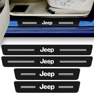 Kit 4 Adesivos para Soleira de Porta Seven Smart Jeep Proteção Fibra de Carbono Papel Vinil Uv Oem