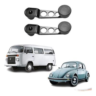 Par de Manivelas Eleva Vidro Preta para Portas Modelo F103 Volkswagen Fusca 1970 a 1996 Kombi