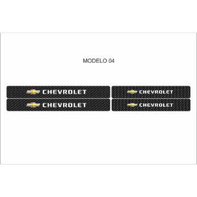 Kit 4 Adesivos para Soleira de Porta de Carro Universal Textura Fibra de Carbono OEM