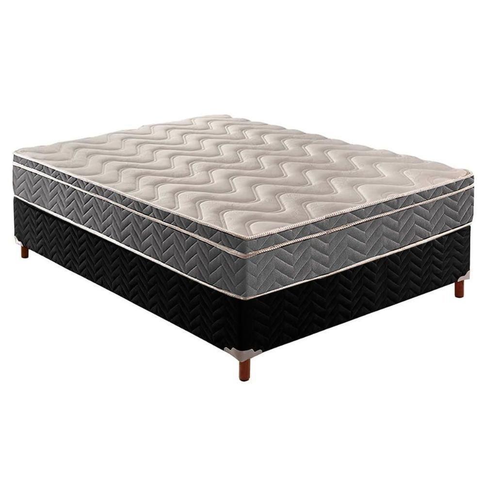 Cama Box Casal: Colchão Ortopédico Paropas D45/EP Confort Mega Firme + Base CRC Suede Black(138x188) - 1