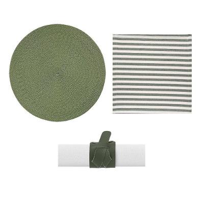 Kit Mesa Posta Copa E Cia 2 Lugares Listras Verdes