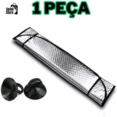 Protetor Solar Para-Brisa Automotivo Painel Universal 130x60cm com Ventosas Prata OEM