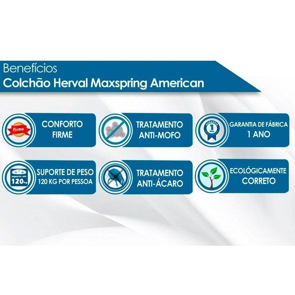 Cama Box Queen: Colchão Molas Herval Maxspring American + Base CRC Suede Clean(158x198) - 5