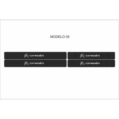 Soleira Automotiva para Entrada Universal 4 Portas Kit em Fibra de Carbono Preto Compatível