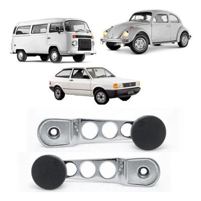 Par de Manivelas Reguladoras de Vidro Prata F103 para Fusca Kombi Gol Brasília Universal Automotive