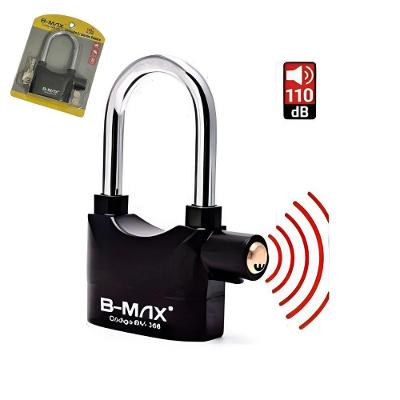 Cadeado com Alarme Sonoro Cromado à Prova D'água Anti-furto 110dB para Portão Moto e Bicicleta Prata