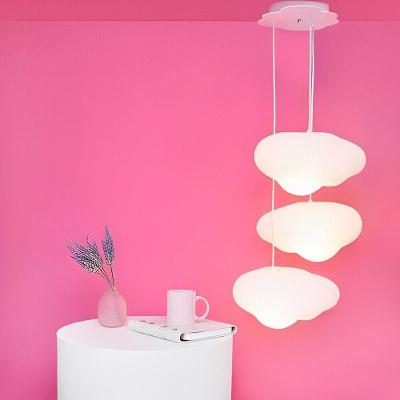 Luminária Pendente Trio de Nuvens Cotton Cloud Tpc com 3 Peças Ajustáveis para Quartos de Bebês